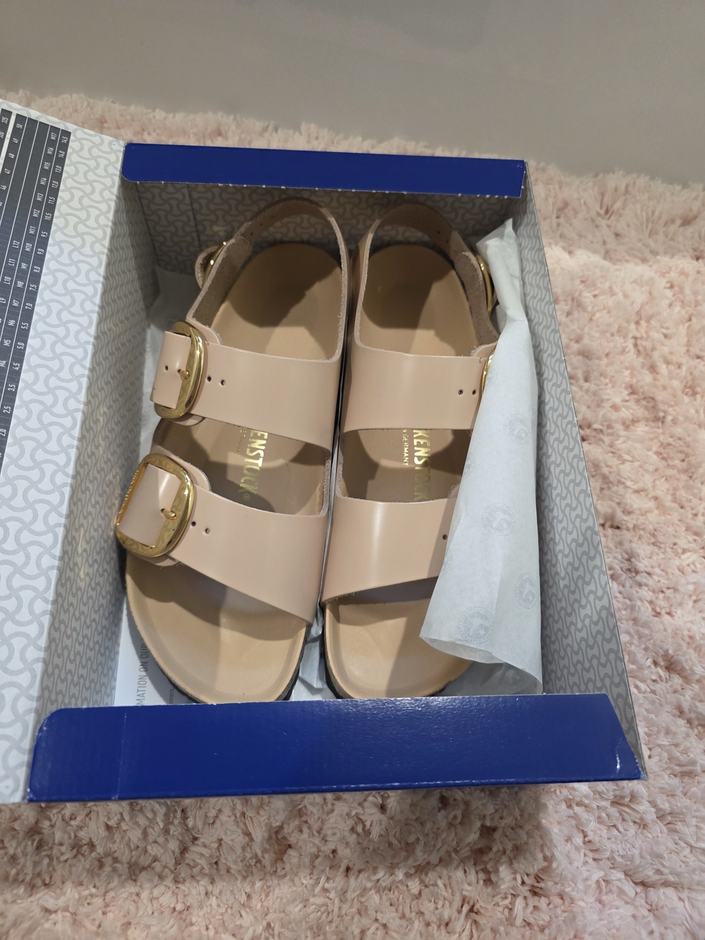 Birkenstock Beige Sandals with Gold Buckles - Picture 4 of 7